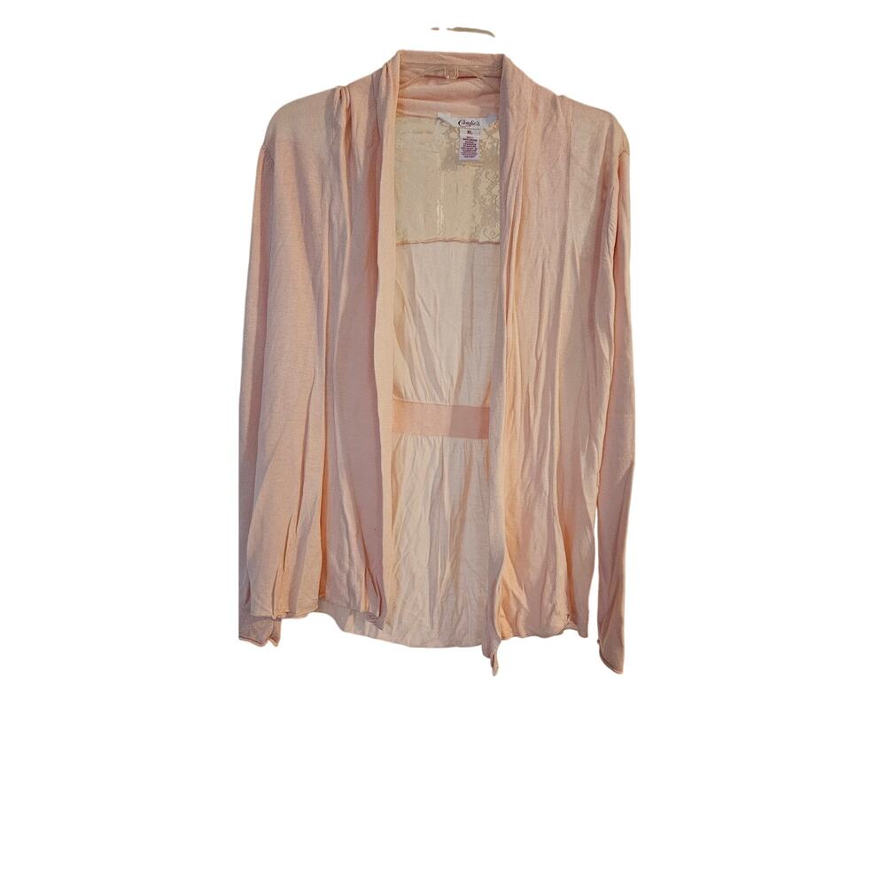 Candies Baby Pink Open Front Lace Back Cardigan